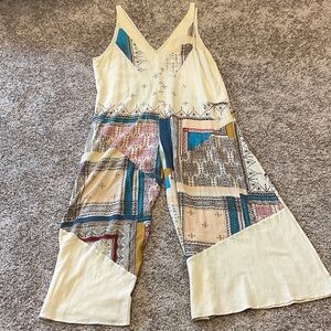 Free People Multicolor Patchwork Jumpsuit, Size L